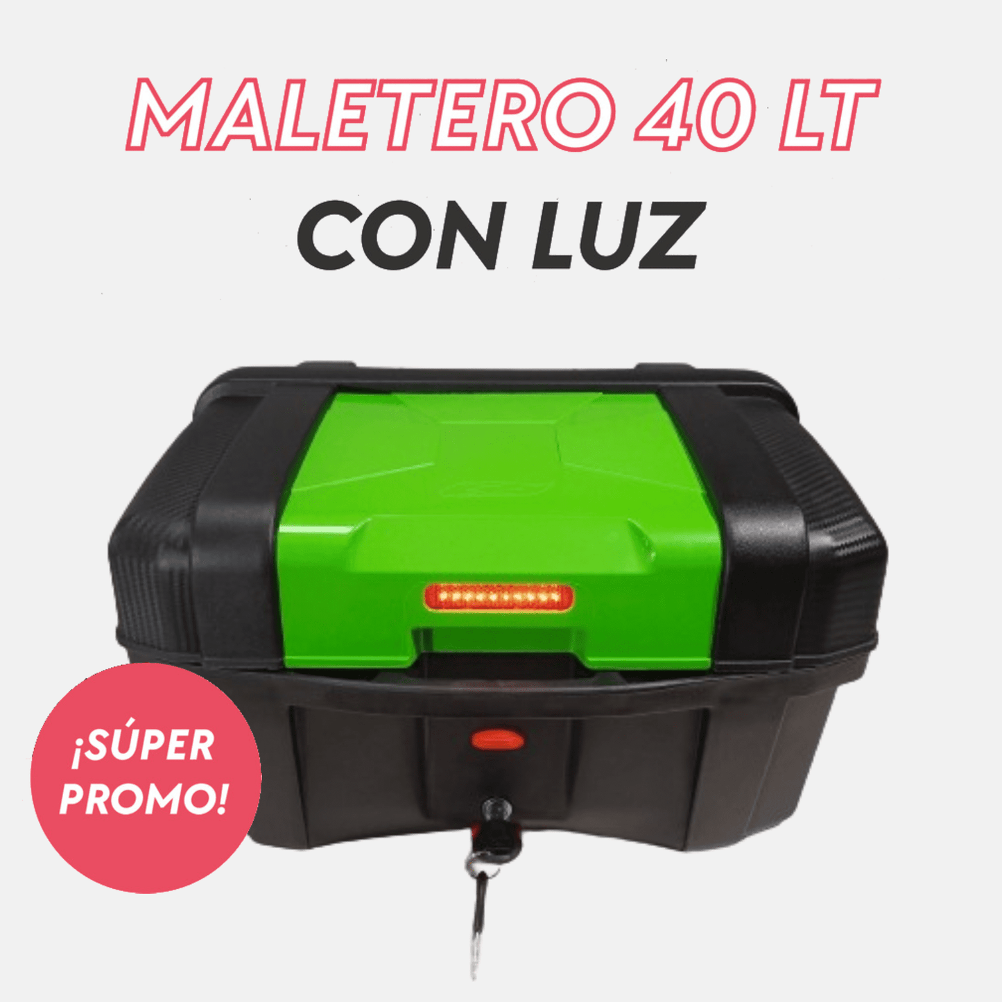 Maletero Cuadrado 40L GS con Luz Integrada - ¡Adaptable a cualquier moto!