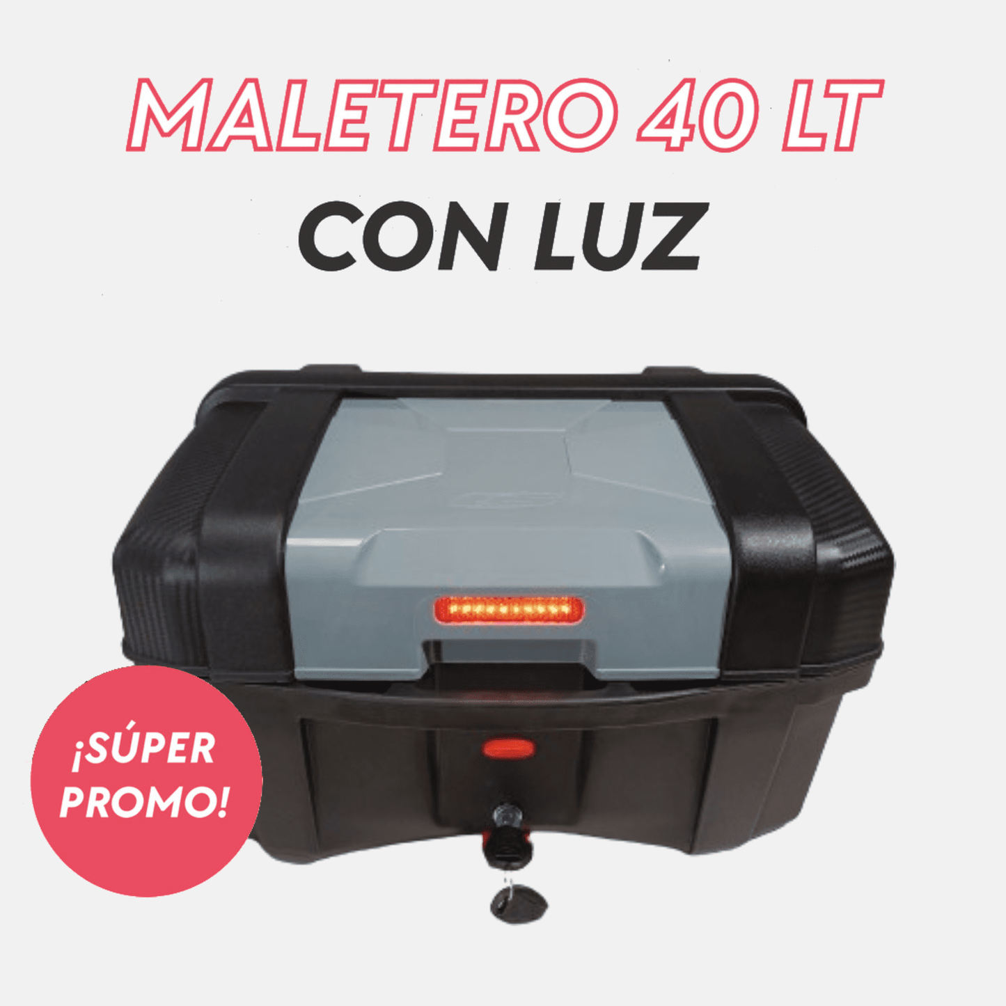 Maletero Cuadrado 40L GS con Luz Integrada - ¡Adaptable a cualquier moto!