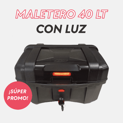 Maletero Cuadrado 40L GS con Luz Integrada - ¡Adaptable a cualquier moto!